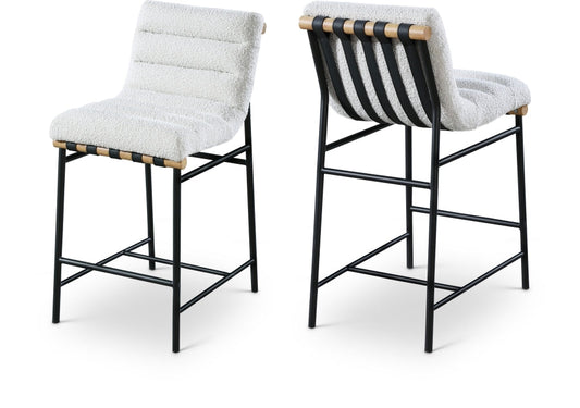 Burke Boucle Fabric Upholstered Counter Stool - Cream