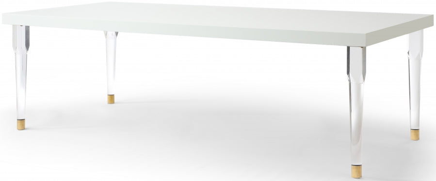 Bethany 94.5" Lacquer Top And Acrylic Base Dining Table - White