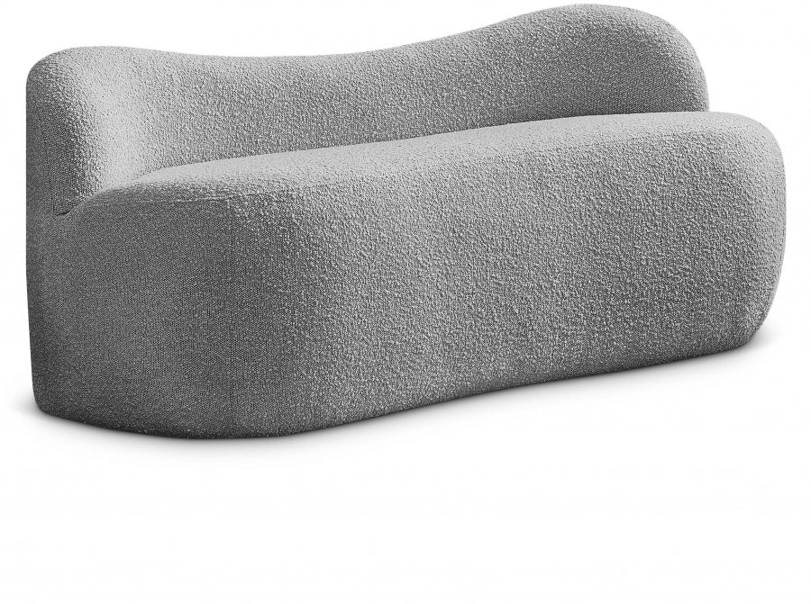 Flair Boucle Fabric Upholstered Bench - Grey