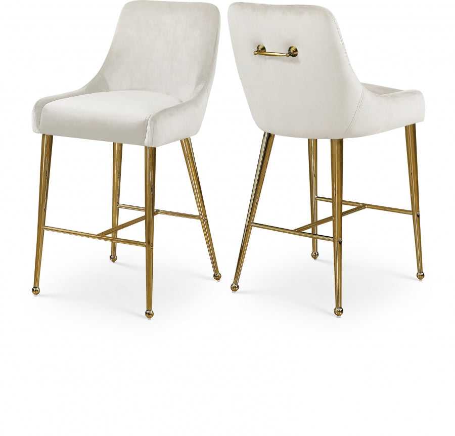 Owen Velvet Upholstered Counter Stool - Cream