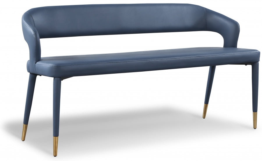 Destiny Vegan Leather Upholstered Bench - Blue