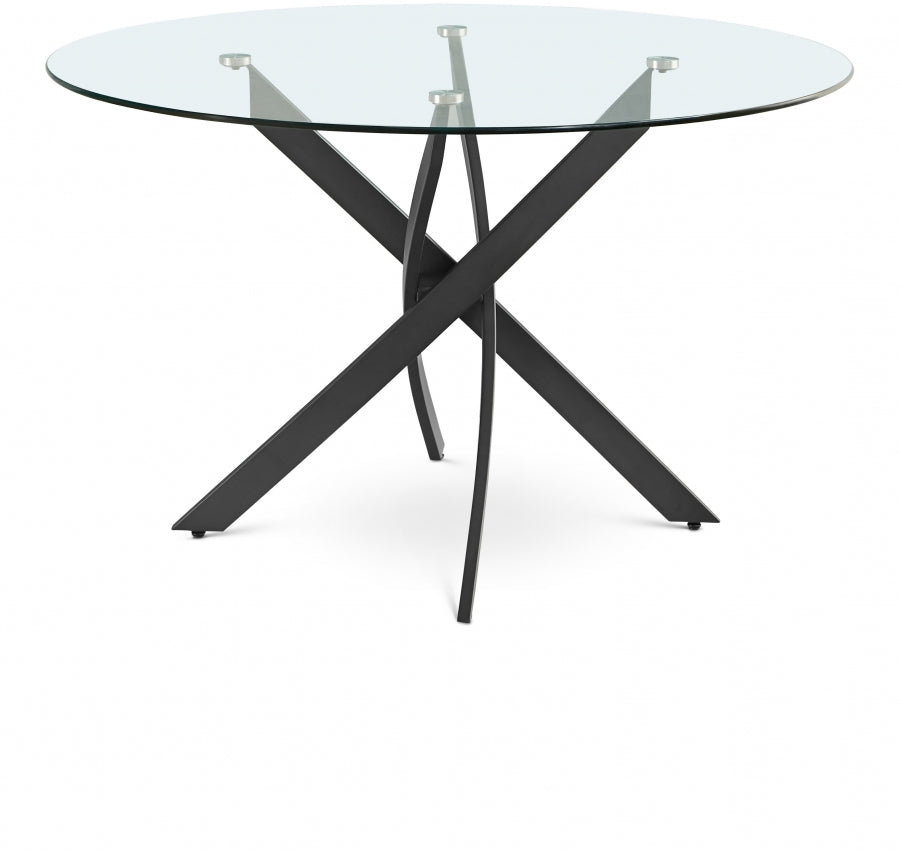 Xander 48" Glass Top And Iron Base Round Dining Table - Black
