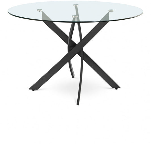Xander 48" Glass Top And Iron Base Round Dining Table - Black