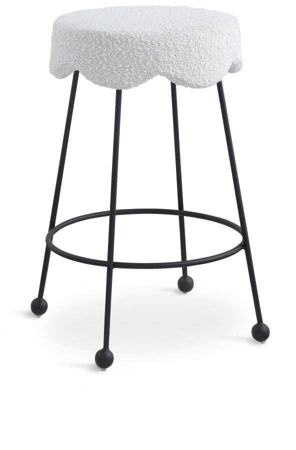 Fleur Boucle Fabric Upholstered Counter Stool - Cream