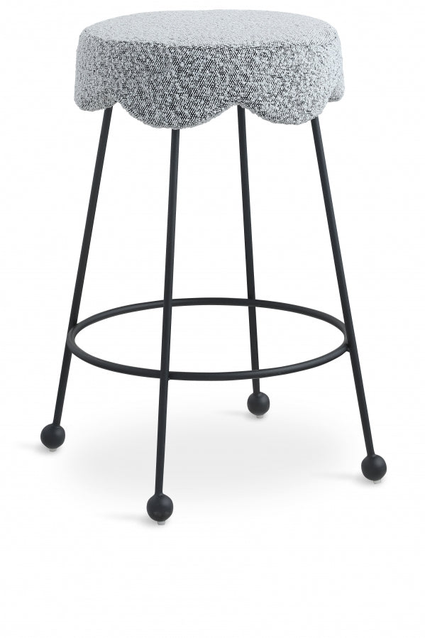 Fleur Boucle Fabric Upholstered Counter Stool - Grey