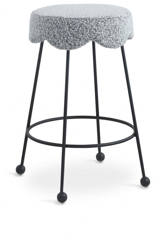 Fleur Boucle Fabric Upholstered Counter Stool - Grey