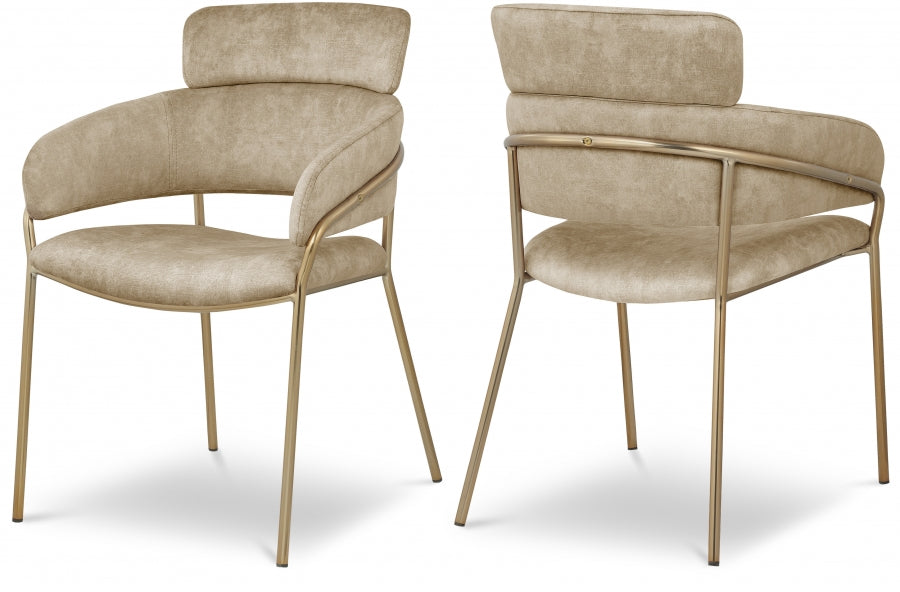 Yara Velvet Upholstered Dining Chair - Beige