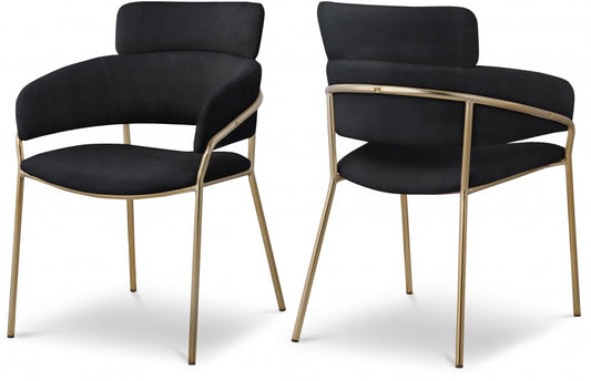 Yara Velvet Upholstered Dining Chair - Black