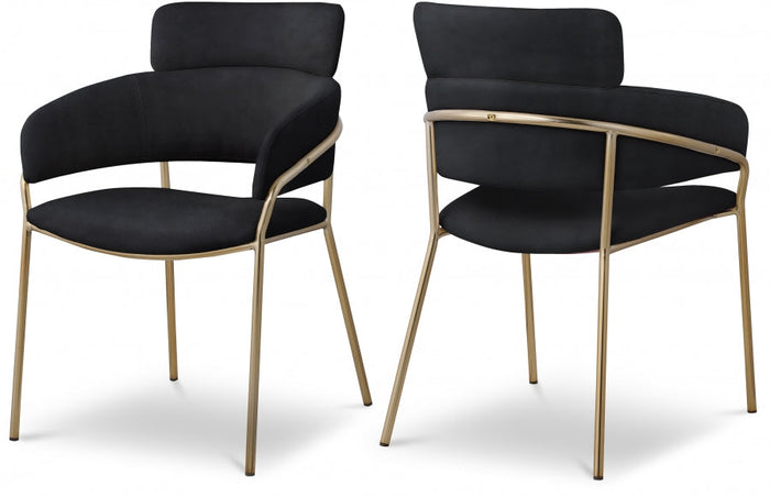 Yara Velvet Upholstered Dining Chair - Black