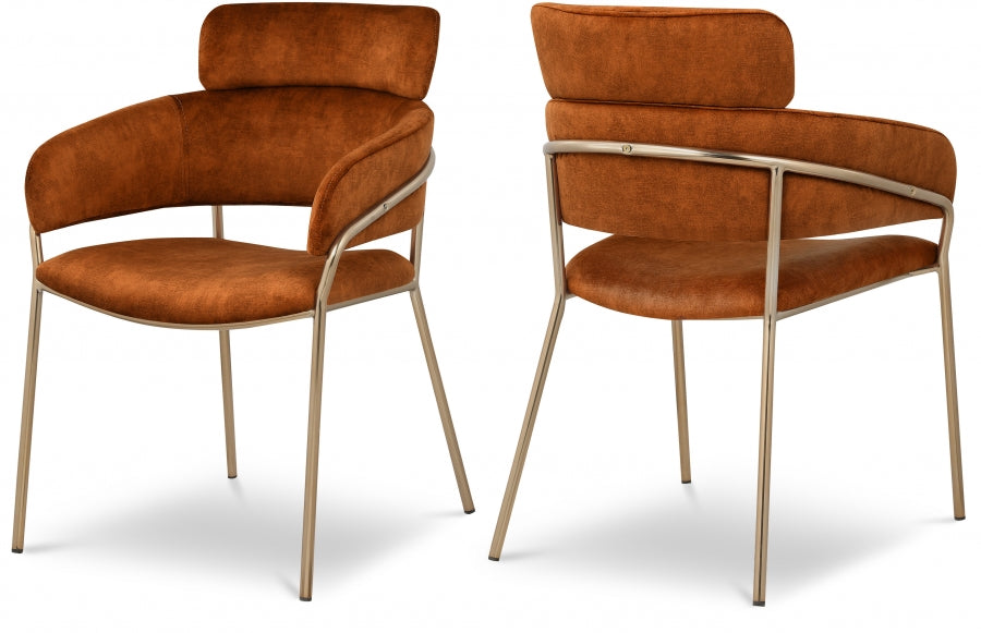 Yara Velvet Upholstered Dining Chair - Cognac