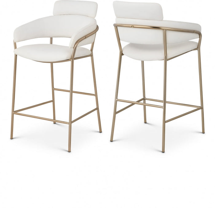 Yara Vegan Leather Upholstered Counter Stool - Cream