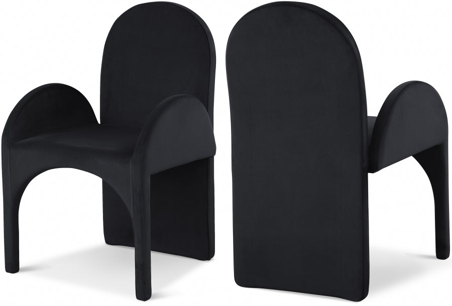 Summer Velvet Upholstered Dining Arm Chair - Black
