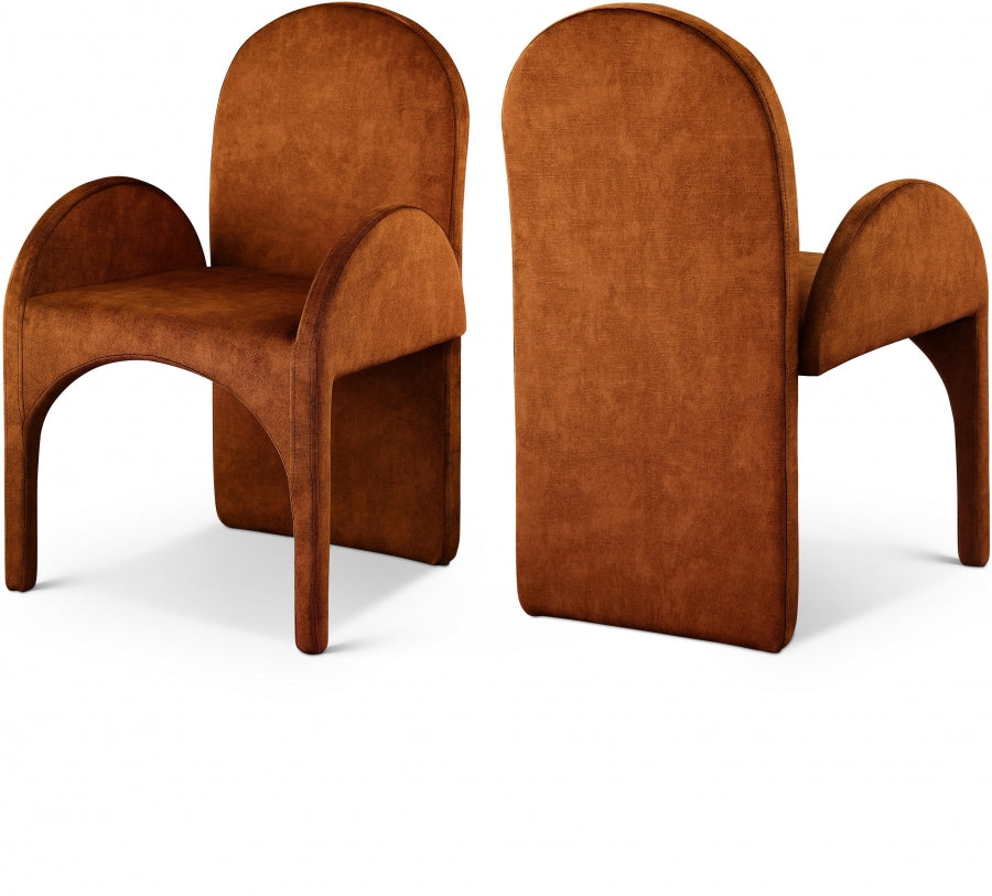 Summer Velvet Upholstered Dining Arm Chair - Cognac