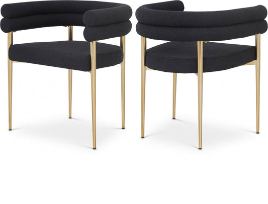 Brielle Boucle Fabric Upholstered Dining Chair - Black