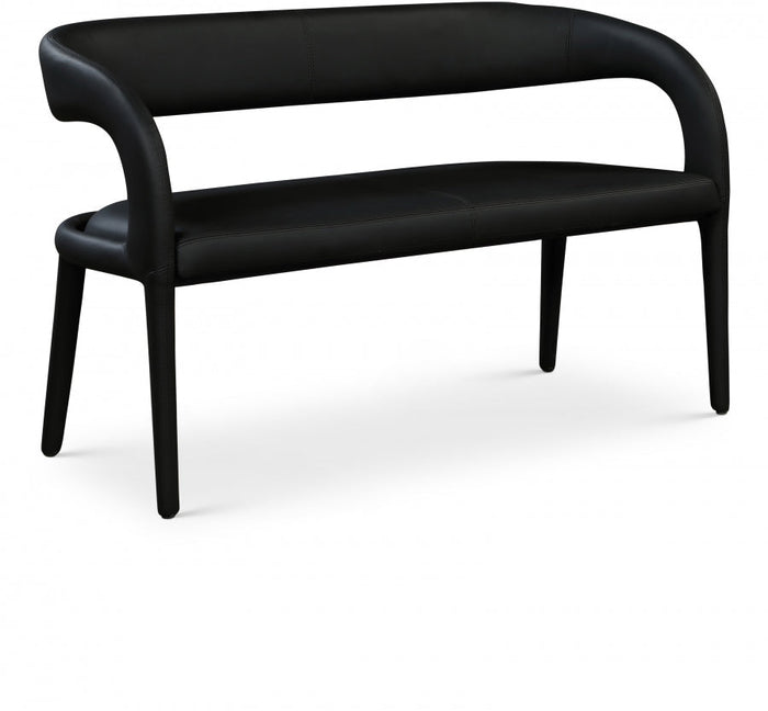 Sylvester Vegan Leather Upholstered Bench - Black