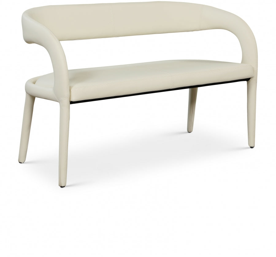Sylvester Vegan Leather Upholstered Bench - Cream