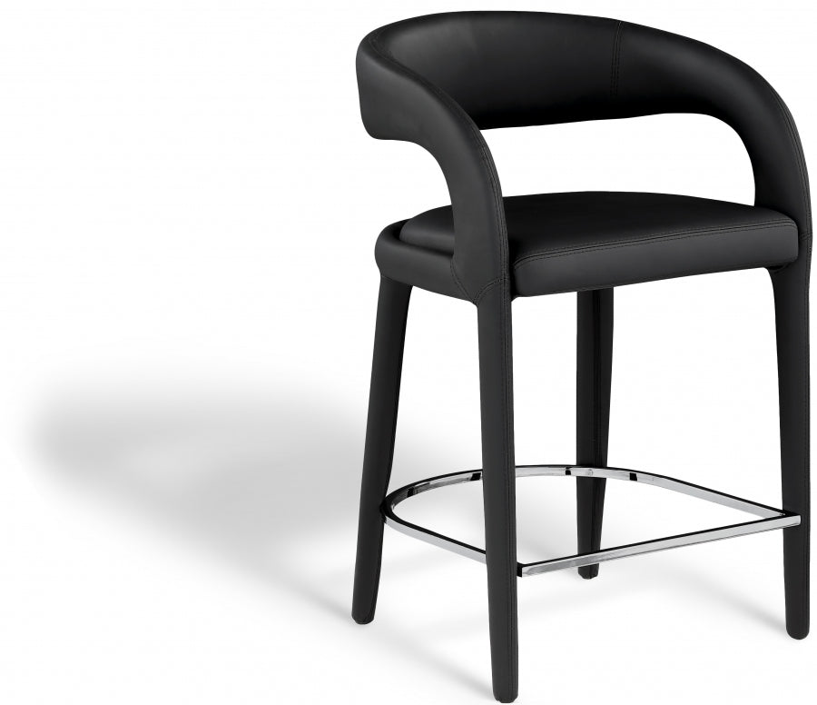 Sylvester Vegan Leather Upholstered Counter Stool - Black