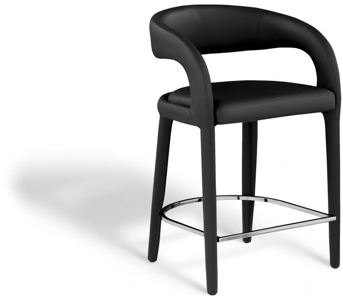 Sylvester Vegan Leather Upholstered Counter Stool - Black