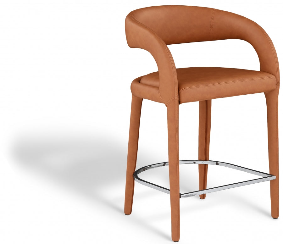 Sylvester Vegan Leather Upholstered Counter Stool - Cognac