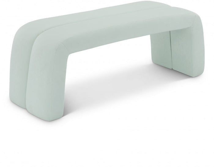 Arc Vegan Leather Upholstered Bench - Green