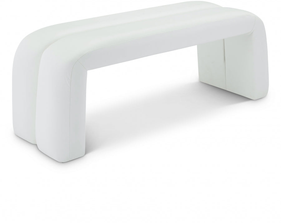 Arc Vegan Leather Upholstered Bench - White