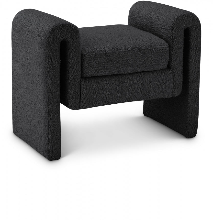 Stylus 31.5" Boucle Fabric Upholstered Bench - Black