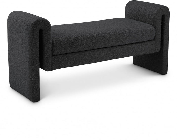 Stylus 51" Boucle Fabric Upholstered Bench - Black