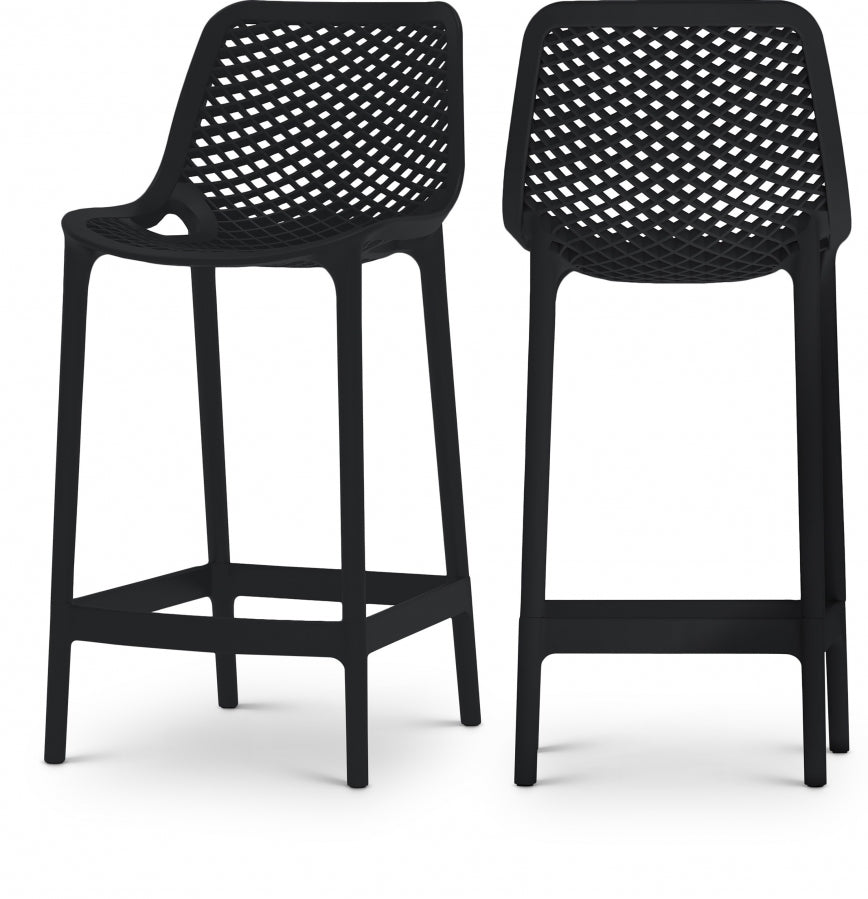 Mykonos Plastic Outdoor Patio Stools - Black