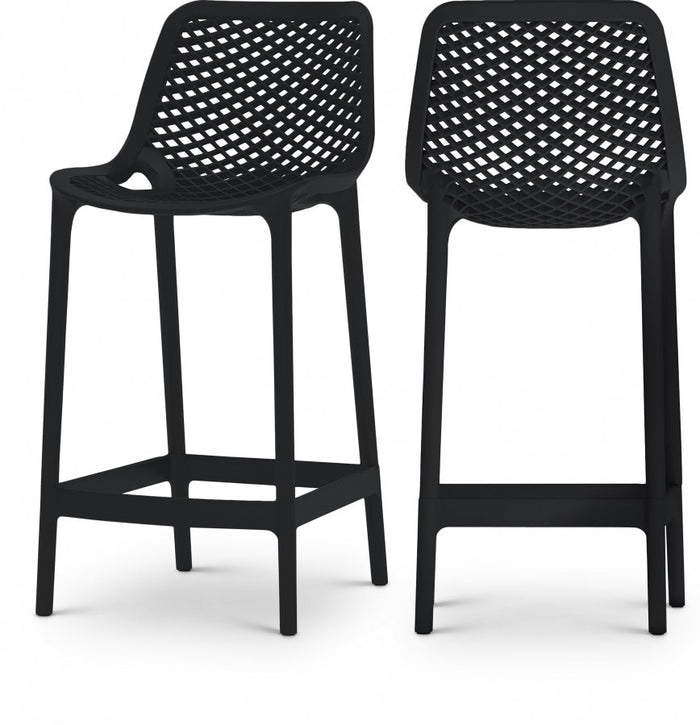 Mykonos Plastic Outdoor Patio Stools - Black