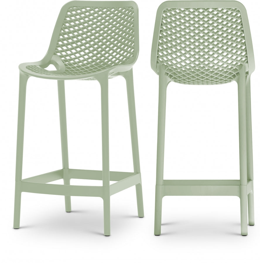 Mykonos Plastic Outdoor Patio Stools - Green