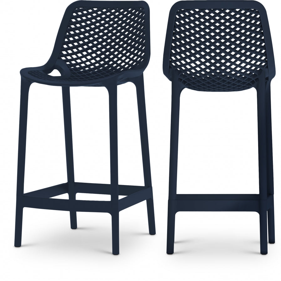 Mykonos Plastic Outdoor Patio Stools - Blue