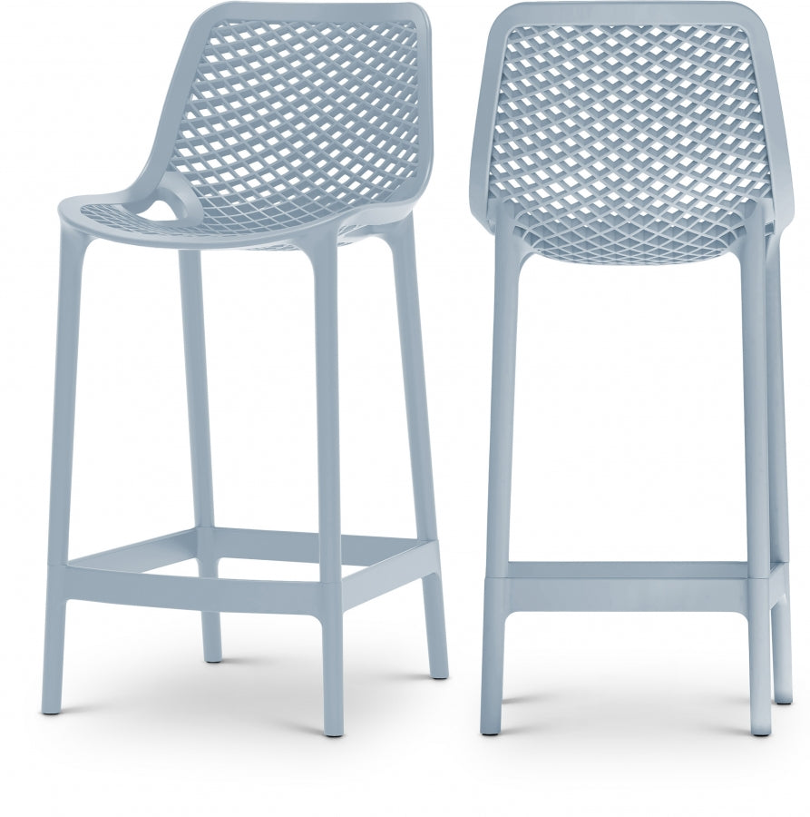 Mykonos Plastic Outdoor Patio Stools - Light Blue