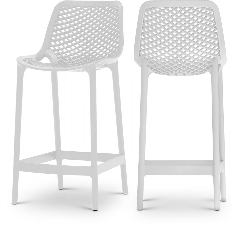 Mykonos Plastic Outdoor Patio Stools - White