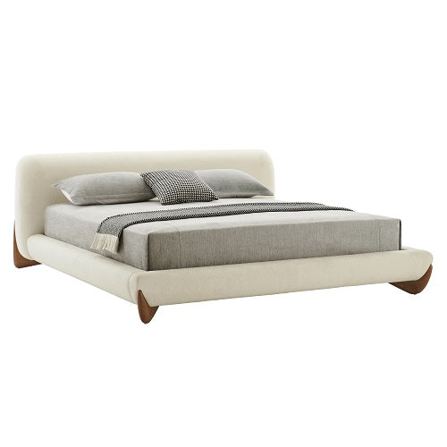 Fleury - Contemporary Cream Fabric and Walnut Bedroom Set