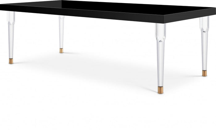 Bethany 94.5" Lacquer Top And Acrylic Base Dining Table - Black