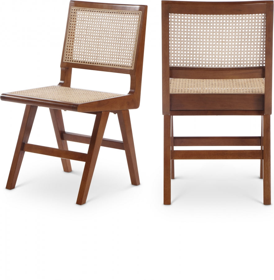 Preston Solid Wood And Natrual Cane Dining Side Chair - Brown