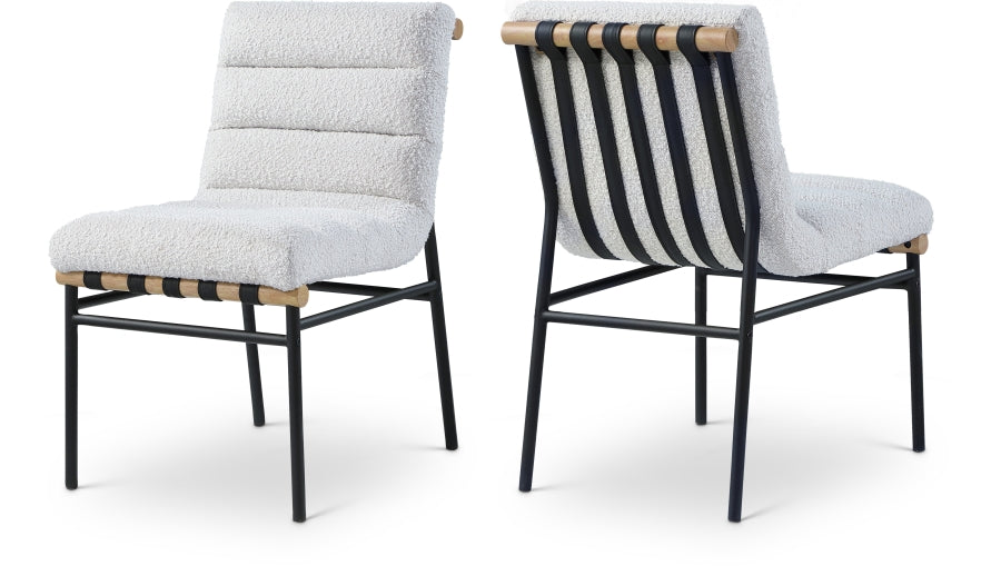 Burke Boucle Fabric Upholstered Dining Chair - Cream
