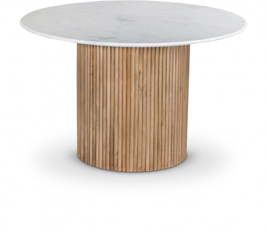 Oakhill 47" Genuine Marble Top And Mango Wood Base Dining Table - Natural