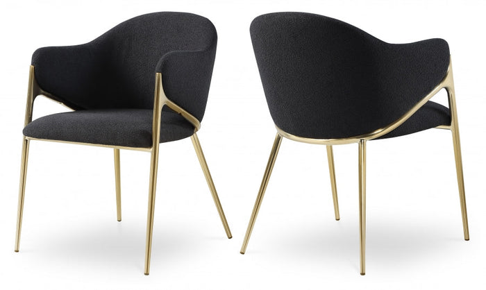 Nial Boucle Fabric Upholstered Dining Chair - Black