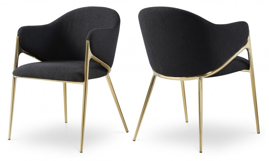 Nial Boucle Fabric Upholstered Dining Chair - Black