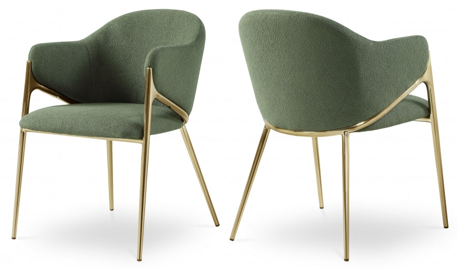 Nial Boucle Fabric Upholstered Dining Chair - Green