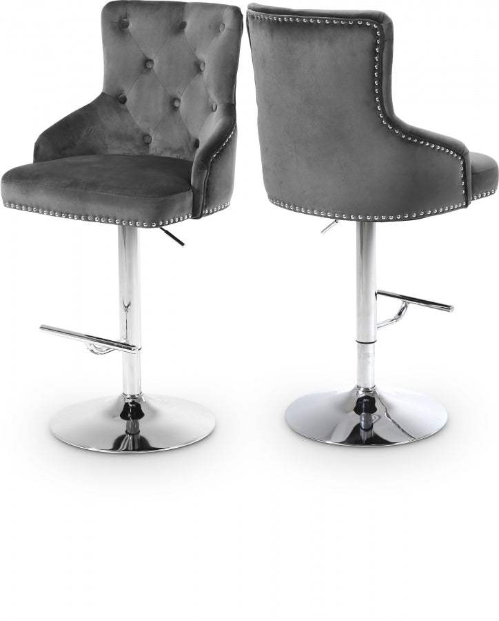 Claude Velvet Upholstered Adjustable Bar - Grey