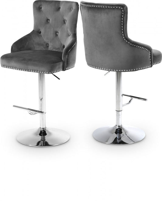 Claude Velvet Upholstered Adjustable Bar - Grey