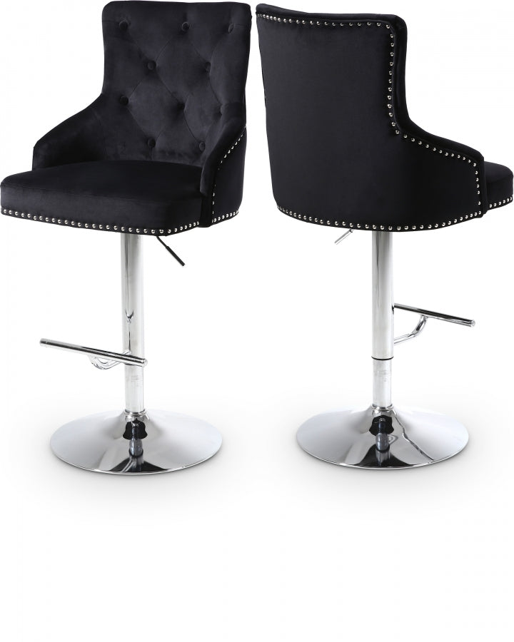 Claude Velvet Upholstered Adjustable Bar - Black