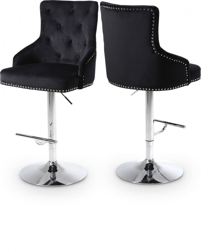 Claude Velvet Upholstered Adjustable Bar - Black
