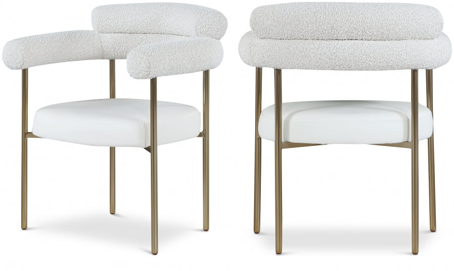Blake Boucle Fabric Upholstered and Vegan Leather Upholstered Dining Chair - Cream