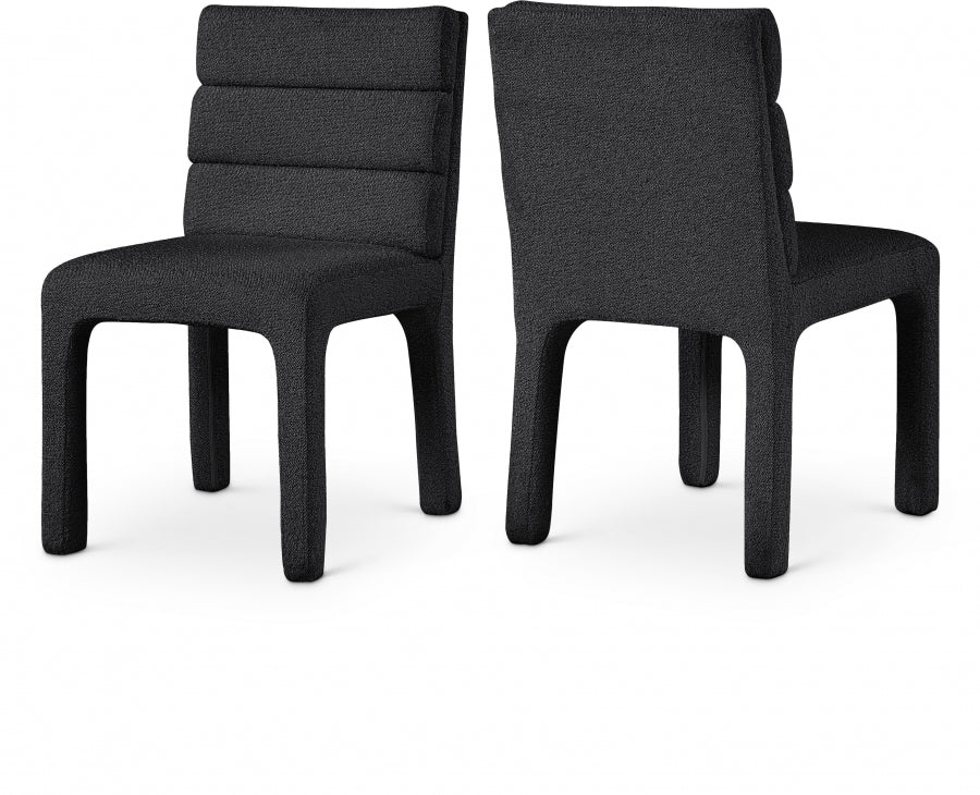 Kai Boucle Fabric Upholstered Dining Chair - Black
