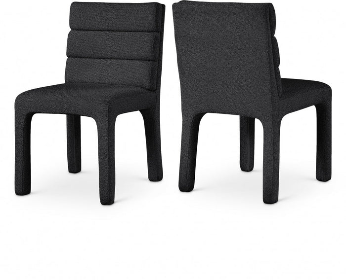 Kai Boucle Fabric Upholstered Dining Chair - Black