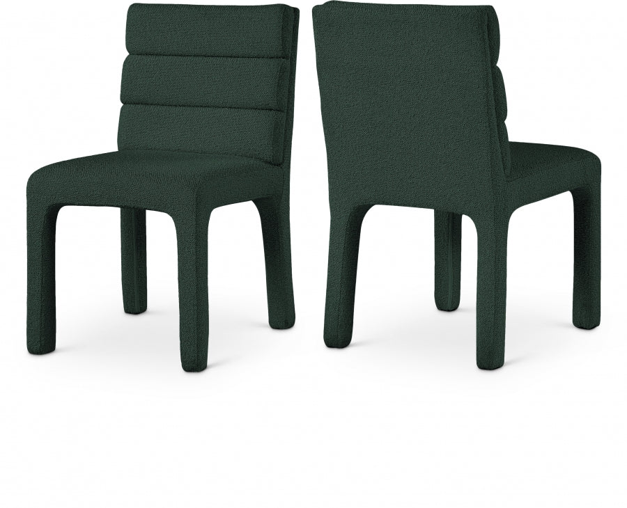 Kai Boucle Fabric Upholstered Dining Chair - Green