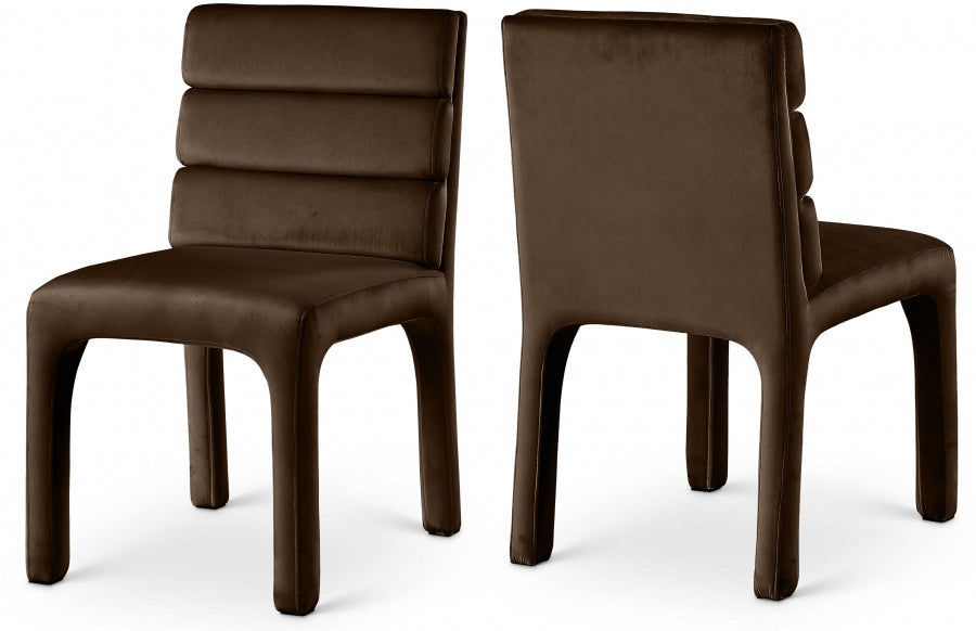 Kai Velvet Upholstered Dining Chair - Brown